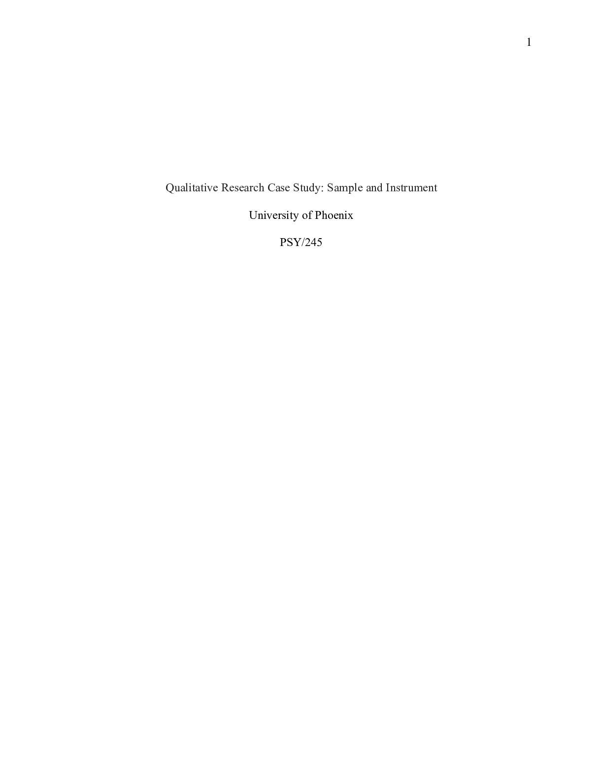 Preview image of PSY245_QualitativeResearchCaseStudy.doc    Qualitative Research Case Study: Sample and Ins document